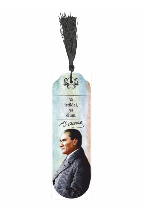 Hayat Poster Mustafa Kemal Atatürk Özlü Sözler Temalı Püsküllü Ahşap Kitap Ayracı-17