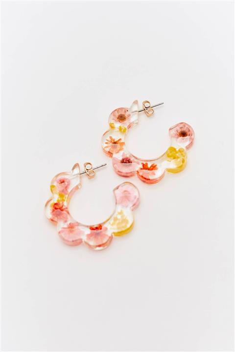 Pull & Bear Kuru Çiçekli Halka Küpe