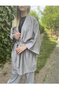 Pinuts Taş Oversize Baskısız Dokuma Kadın Erkek Kimono