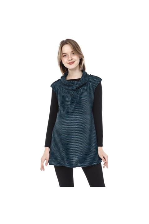 TRENDY Kadın Lacivert Değaje Yaka Hamile Tunik