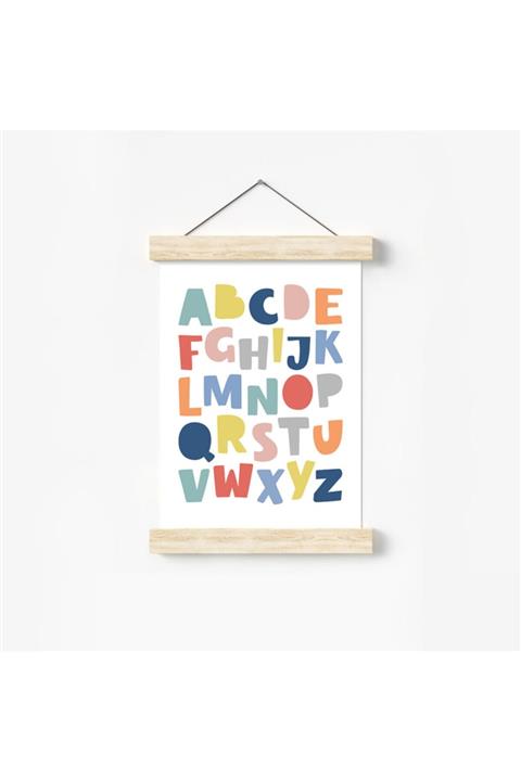 Mia Atölye 'alfabe' Ahşap Askılı Çocuk Odası Posteri 30x40 cm