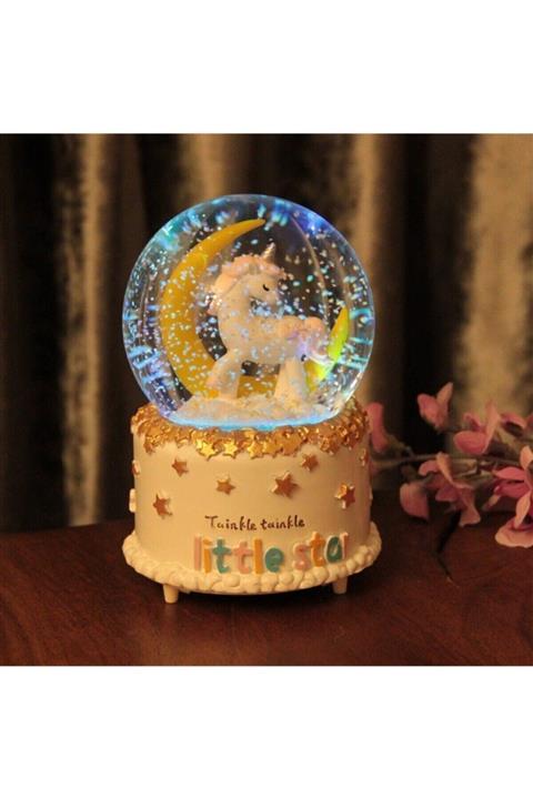 Dream Plus Renkli Işıklı Müzikli Unicorn Kar Küresi