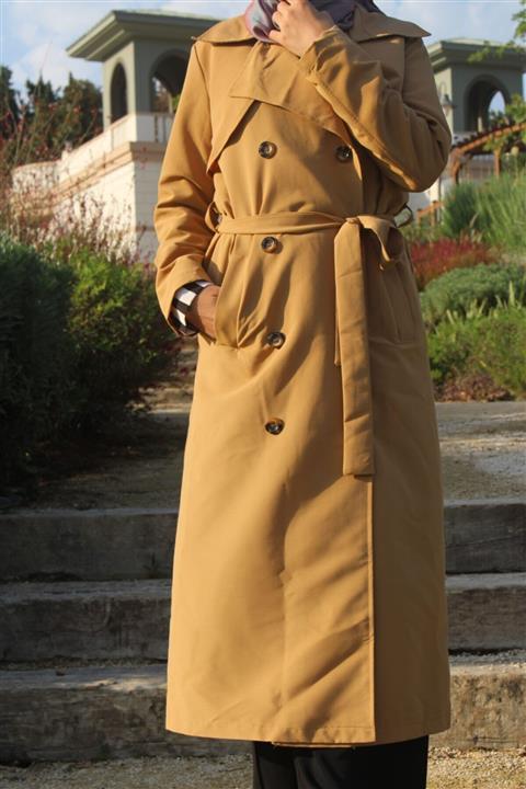 PhenaModa Kadın Camel Trençkot