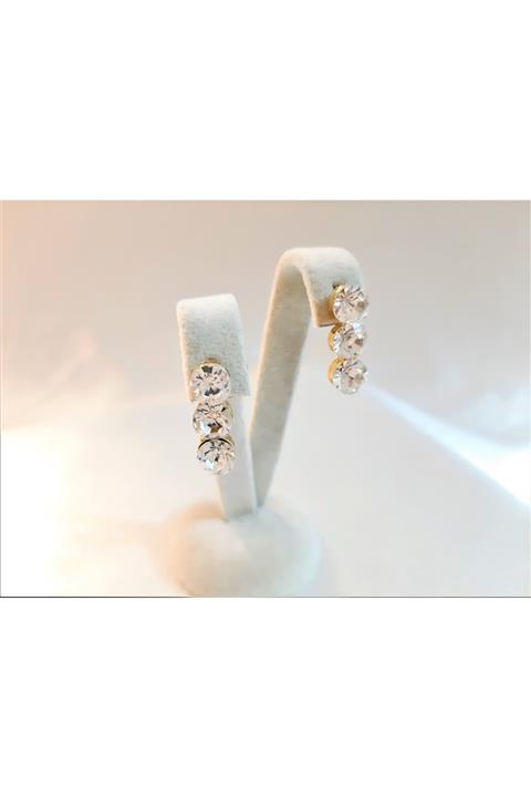 TÜKKAN ACCESSORİES Gold Kaplama Swarovski Taş Küpe