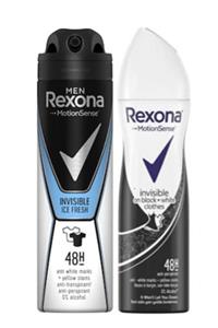 Rexona Erkek Invisible Ice Fresh 150 Ml + Bayan Invisible On Black + White Clothes 150ml Deodorant