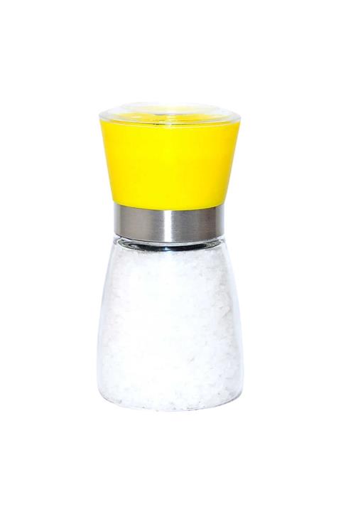 Doğaltuz Tuz & Karabiber Değirmeni Kısa Sarı + 1kg Orijinal Çankırı Kaya Tuzu Öğütme Granül Form