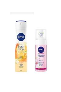 Nivea Yüz Yıkama Köpüğü Kuru Ciltler 150 ml Ve Fresh Orange Deodorant Kadın 150 ml S