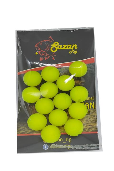 SAZAN RİG 14 Mm Yüzen Silikon Fluo Yeşil Top (14 Adet)