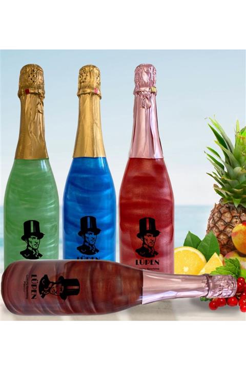 Lüpen Simli Lux Tropik Meyve Nane Limon Frenk Üzümü Karadut Aromalı 750 Ml Gazlı İçecek x4