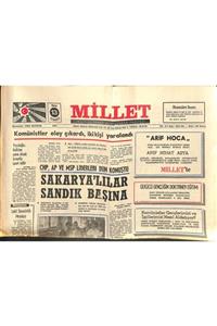 Gökçe Koleksiyon Millet Gazetesi 13 Temmuz 1975 - Işçi Kıdem Tazminatlarını 30 Güne Çıkaran Kanun Yürürlüğe Girdi