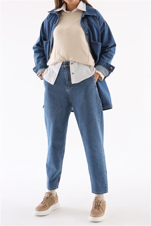 ALLDAY Mavi01 Bel Lastikli Kot Pantolon