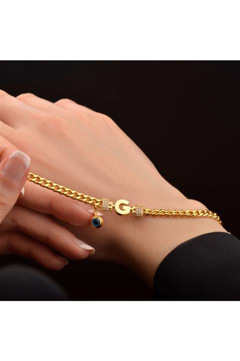 EnginGold 22 Ayar Altın G Harf Bileklik