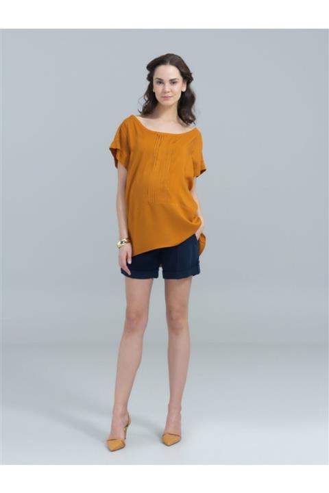 Charismom Kadın Turuncu Kısa Kol Bluz
