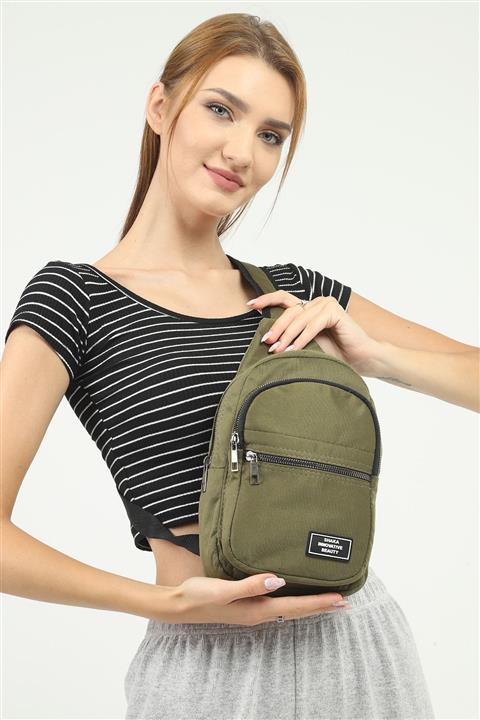 SHAKA U3 Haki Yeşil 3 Bölmeli Çapraz Bel Çantası Boy:30 Cm En:15 Cm