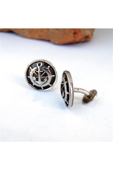 OTRO COLLECCION El Yapımı 925 Ayar Gümüş Denizci Kol Düğmesi