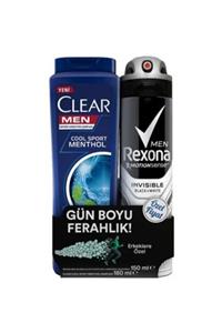 Rexona Men Invesible Deo 150 ml ve Clear Şampuan 180 ml