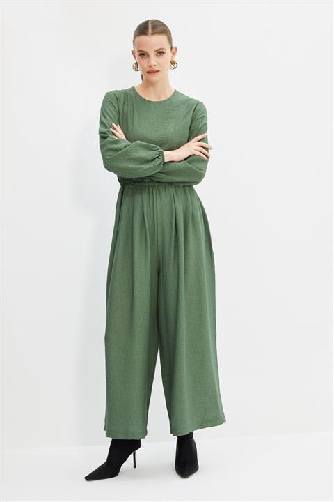 Trendyol Modest Yeşil Belden Lastikli Rahat Kesim Tulum TCTSS21TU0206