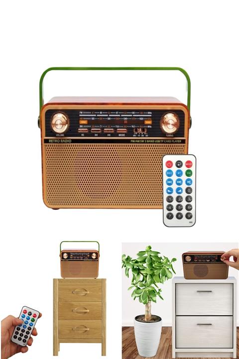 esmelen Evinizin Salonuna Hava Katacak Nostalji Dekoratif Radyo Usb/aux/hafıza Kartı/bluetooth/şarjlı