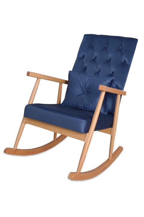 Asedia Trend Naturel Lacivert Kapitoneli Sallanan Sandalye