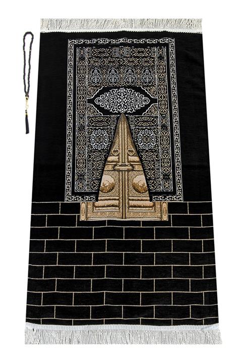 İhvan Kabe Kapısı Modeli Desenli Şönil Seccade Siyah