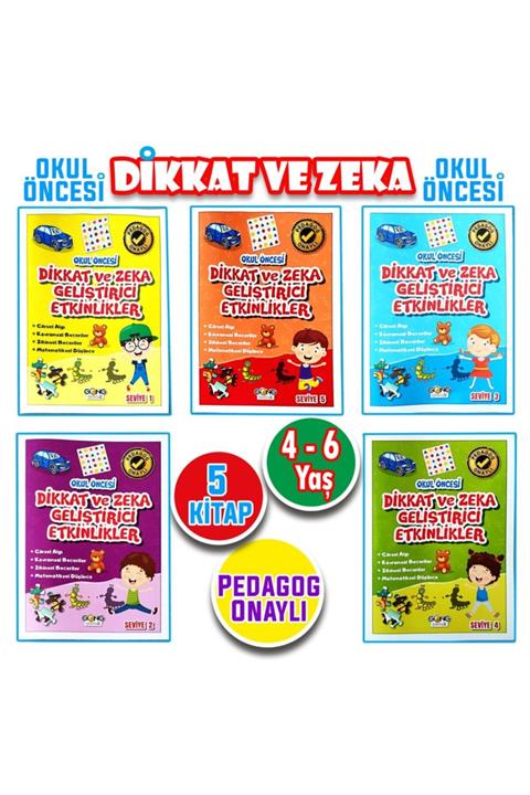 Harika Kitap Dikkat Güçlendirici ve Zeka Geliştirici Etkinlik Seti 4 6 Yaş 5 Kitap