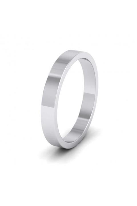 deren gümüş Unisex Beyaz Düz Kesim Gümüş Alyans 3 mm