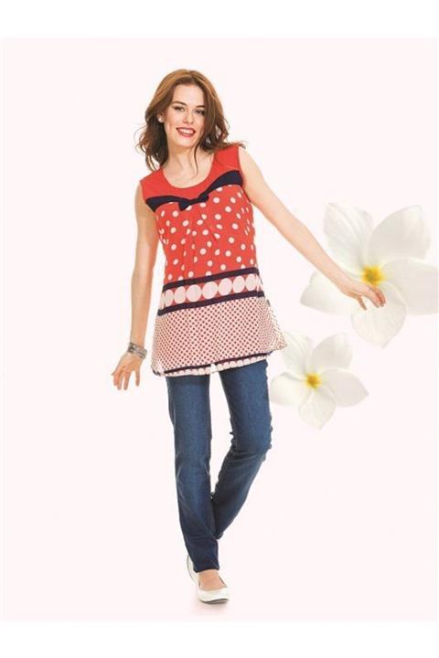 Even Fashion Hamile Giyim Kolsuz Puantiyeli Hamile Bluz