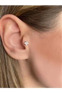 Okkostore Cerrahi Çelik Gold Kare Tek Taş Piercing , Kıkırdak , Tragus