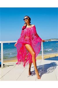 Fashion Fox Kadın Fuşya Dantel Pareo Beach 9995,9994