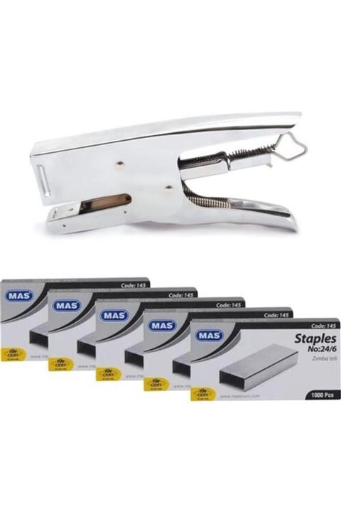 Mas Zımba Makinası Pens Tipi Çelik 1000 Pcs Dayanıklı 5 Adet Zımba Telli Yüksek Delme Kapasiteli