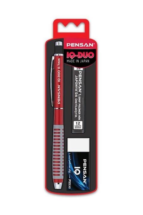 Pensan Iq-duo 0.7 Mm Versatil Kalem+silgi+min Kırmızı