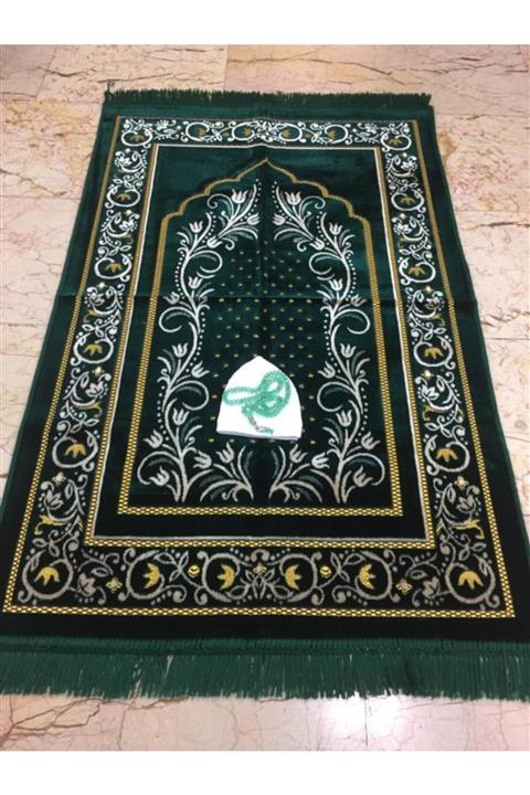 KÖKSAL Yeşil Dodya Kadife Namaz Seccadesi