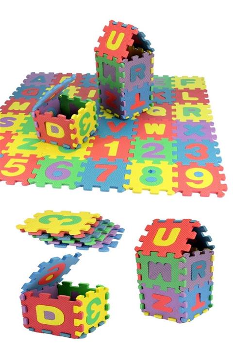 RoseRoi Eva Puzzle Mats Sünger Puzzle Harfli Rakamlı 36 Parça Eğitici Oyuncak