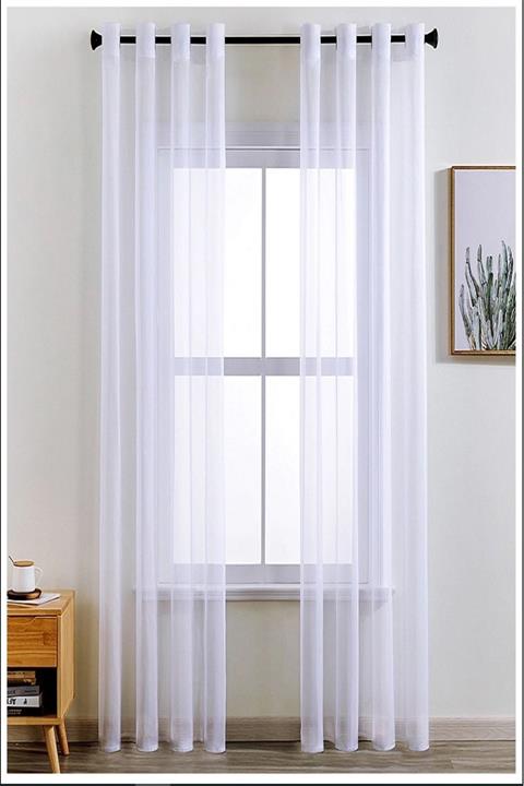 De'Vor Rustikli Tül Perde - Kuşgözlü Perde - Beyaz Tül Perde - Rustik