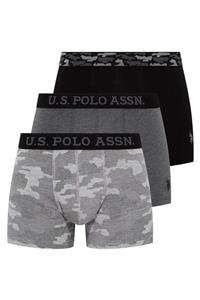 U.S. Polo Assn. Erkek Antrasit Melanj - Siyah 3 Lü Boxer