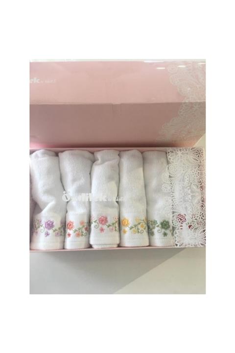 Özdilek Beyaz Desenli Hale Kutulu Kompres Havlu 6'lı