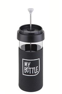 My Bottle French Press Deri Kılıflı Cam Mug Siyah 450ml