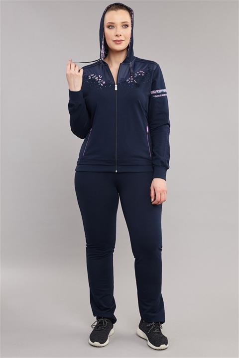 bilcee Lacivert Büyük Beden Kadın Eşofman Takımı