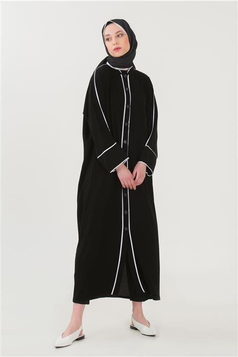 İrva Tesettür Biyeli Abaya Siyah