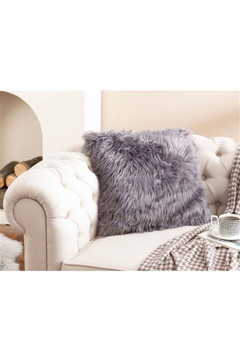 English Home Jade Peluş Kırlent Kılıfı 45x45 Cm Antrasit