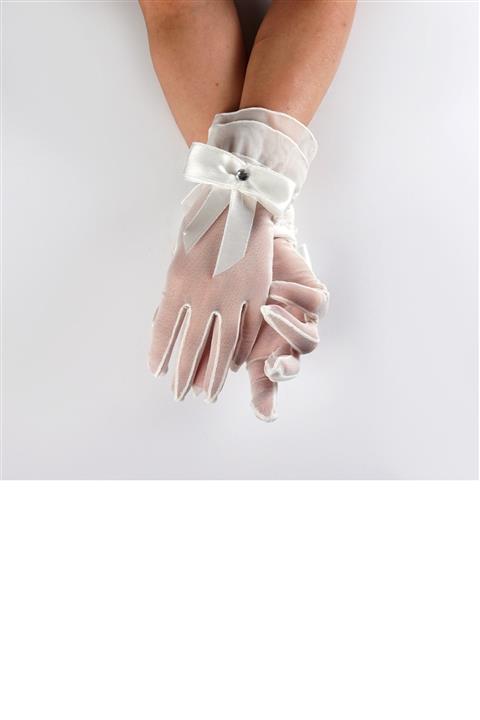 EDDA GELİN AKSESUARLARI Beyaz Fiyonk Gelin Eldiveni