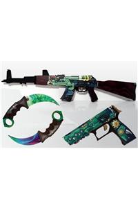 Hediyenealsak Ahşap Cs - Go Ak47 Ateş Yılanı Skin Kaplama Oyuncak Set3