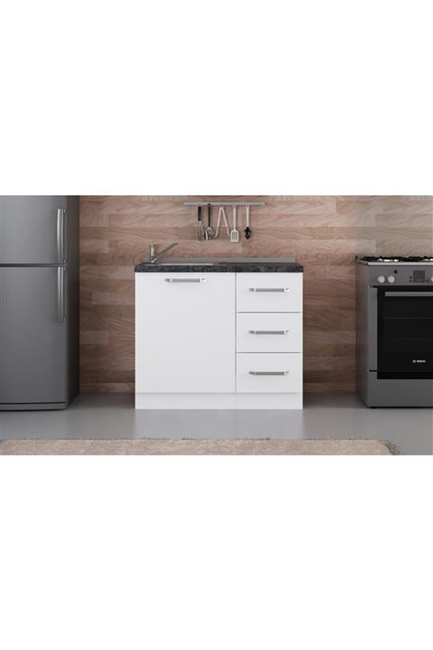 Minar 100 cm Mutfak Dolabı Beyaz 100-b1-alt Modül