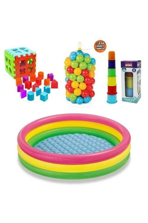 Intex Eğitici Bebek Oyuncakları Seti Şişme Havuz 86cm - Top - Bultak - Mini Kule