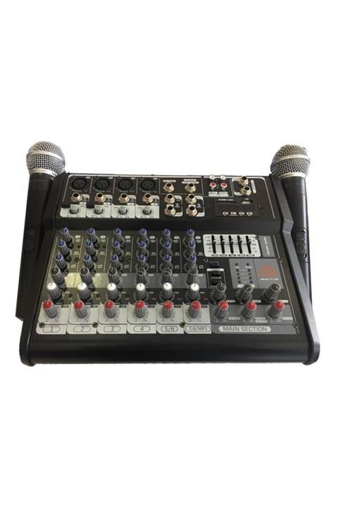 POWER Mixer Anfi 2x250 Watt 2 Adet Uhf Mikrofonlu Streo + 4 Mono 16 Kanal Mixer Anfi Cooma B2719
