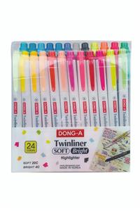 DongA Twinliner Soft Çift Taraflı Fosforlu Kalem 24’lü Set