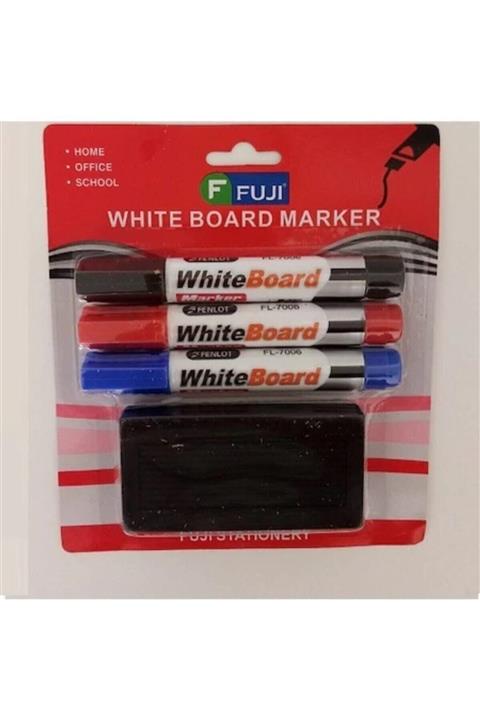 FUJI Beyaz Tahta Kalemi Seti (3 Kalem + Silgi)
