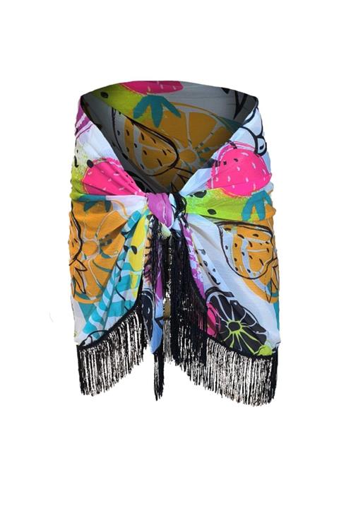 Bolder Kadın Püsküllü Beyaz Meyve Pareo