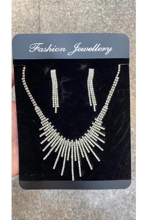 s&n accessories Gelin Seti Kolye Küpe Set Beyaz