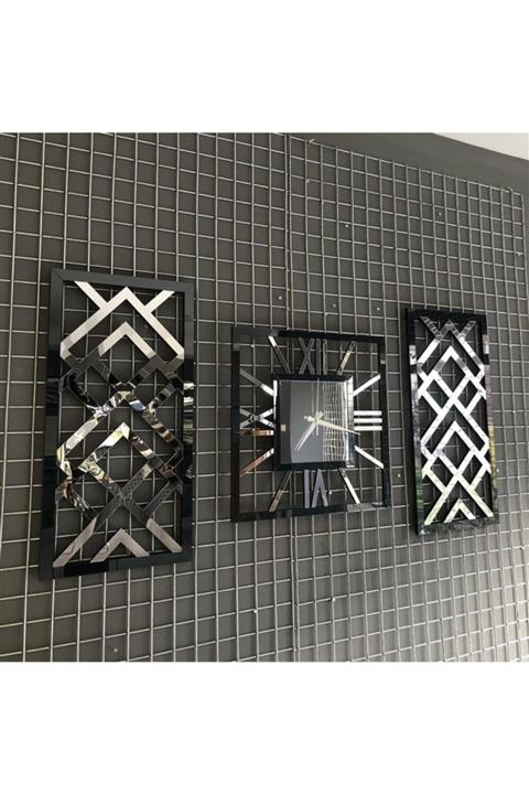 harika crown Özel Seri Aynalı Saat Ve Tablo Seti A103